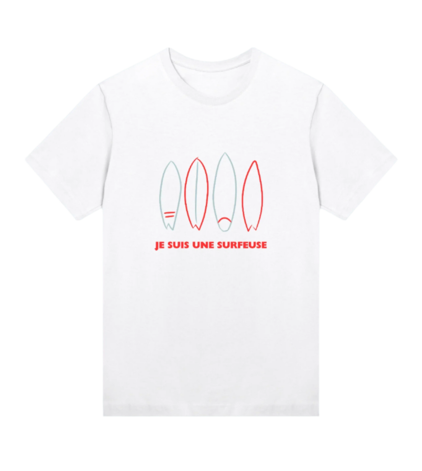 Women's REGULAR tee | je suis une surfeuse | surfboards | white |