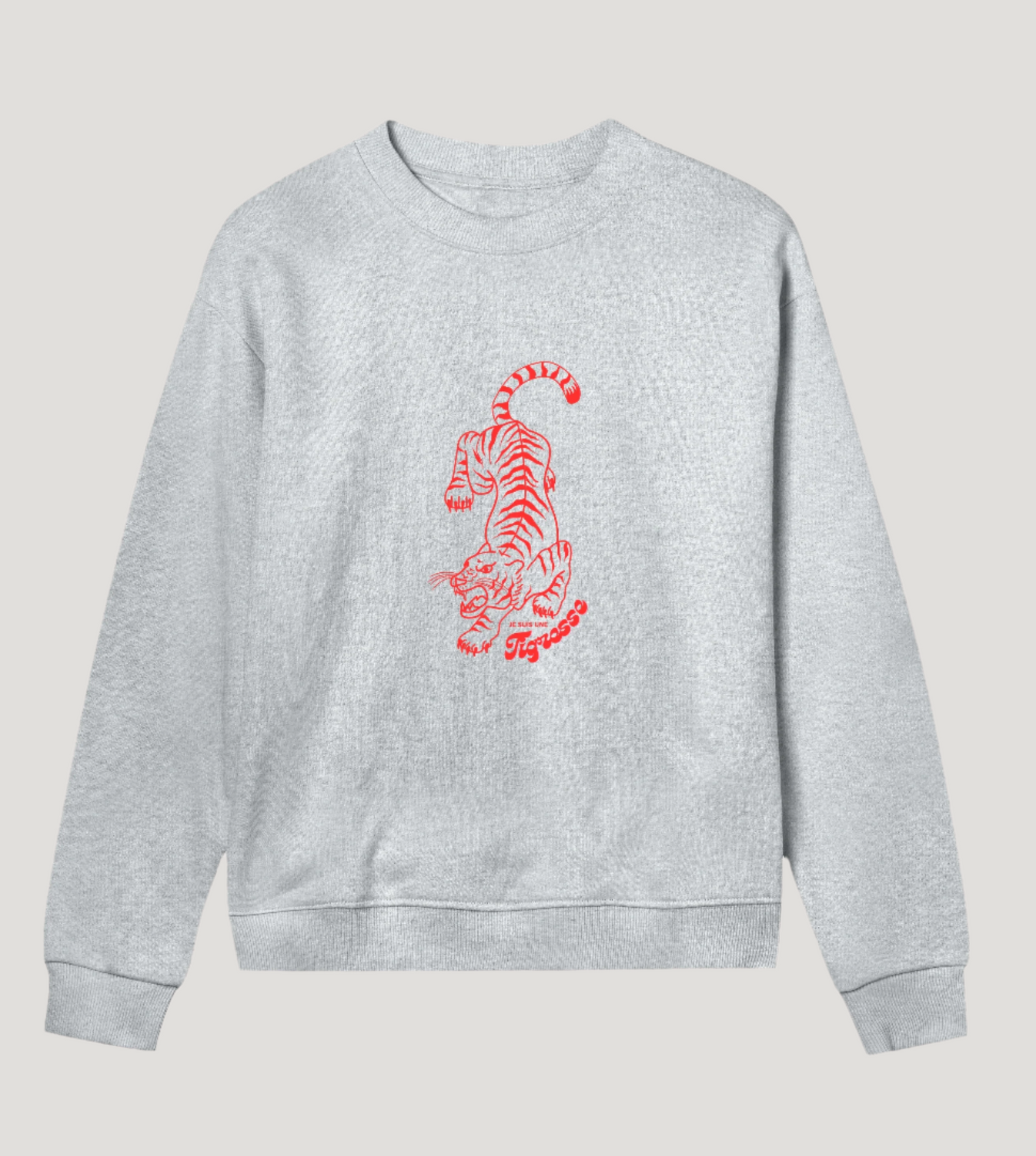 WOMEN'S  regular sweatshirt | Je suis une tigresse | off white/grey |