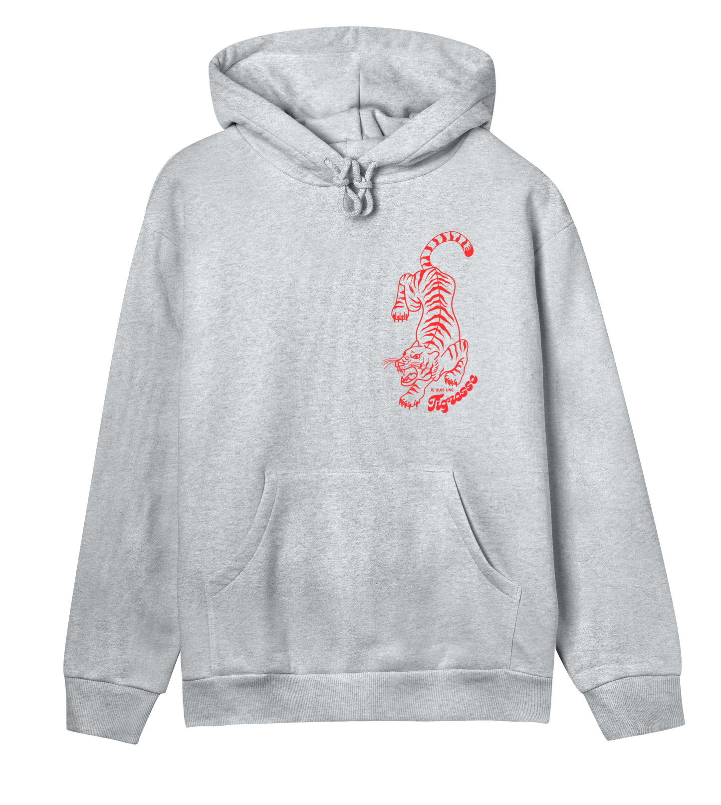 WOMEN’S regular hoodie | Je suis une tigresse | white/grey