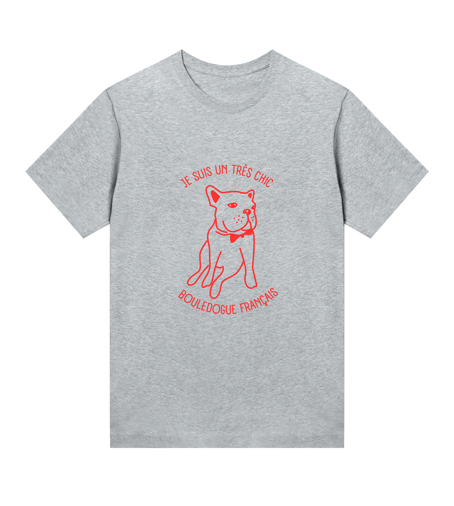 WOMEN’S regular tee | je suis un très chic bouledogue français | white/grey