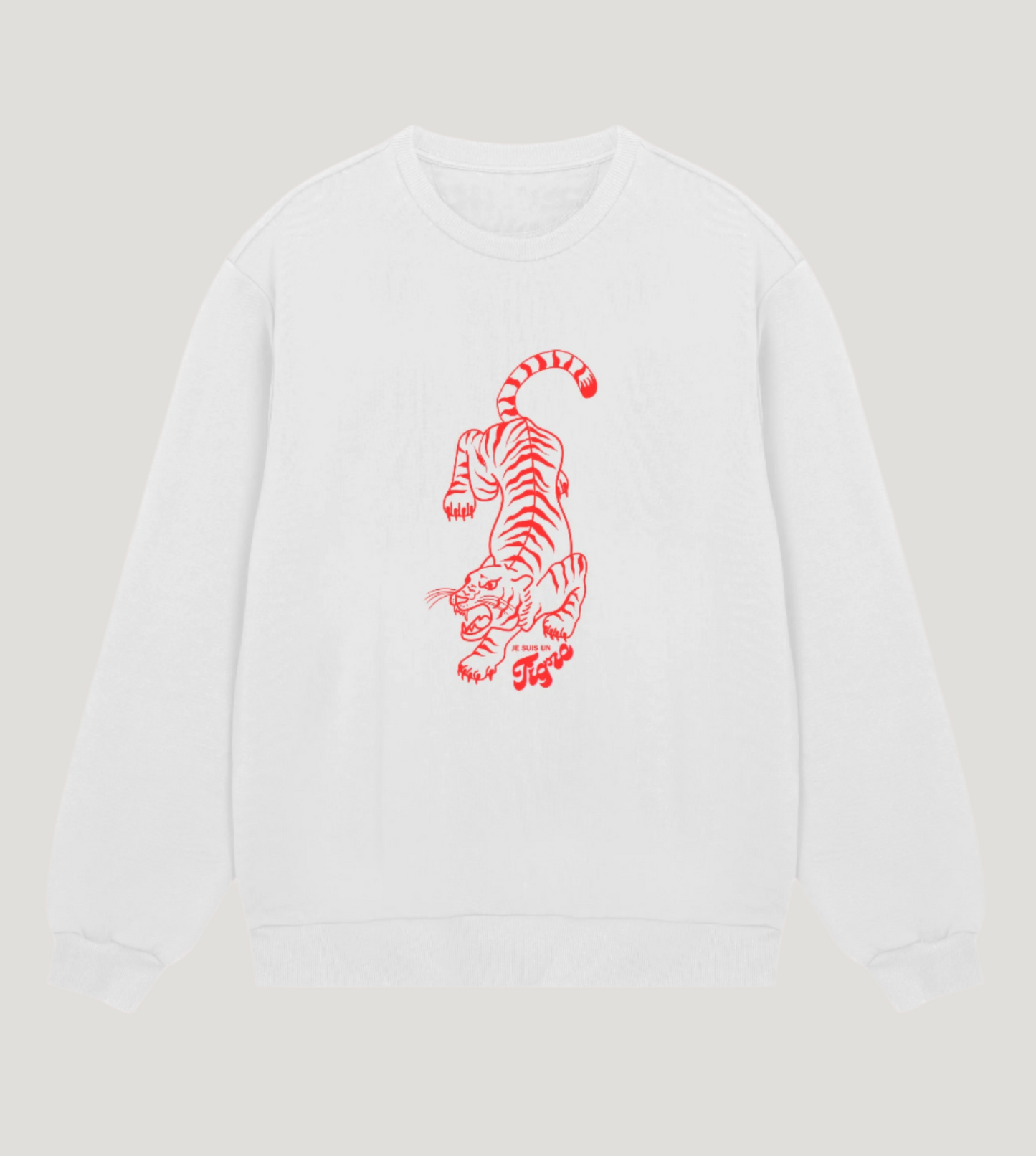 MEN’S regular sweatshirt | Je suis un tigre | off white/grey |