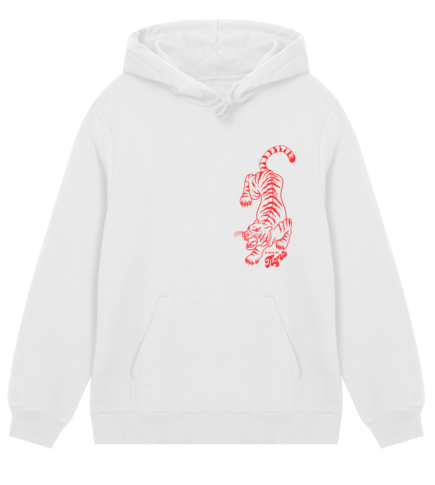 MEN’S regular hoodie | Je suis un tigre | white/grey