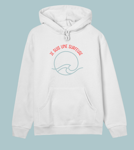 Women's REGULAR hoodie | je suis une surfeuse | waves | off white