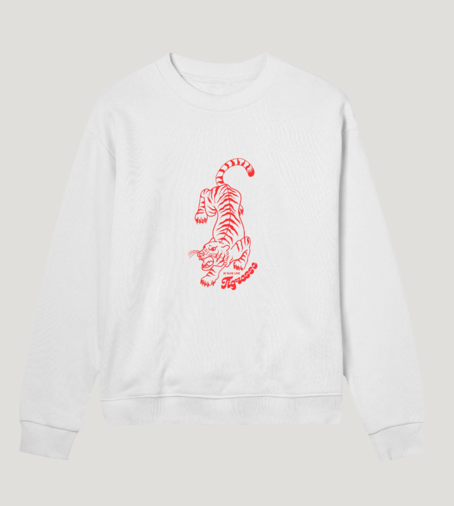 WOMEN'S  regular sweatshirt | Je suis une tigresse | off white/grey |