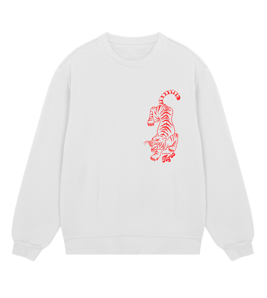 MEN’S regular sweatshirt | Je suis un tigre | white/grey