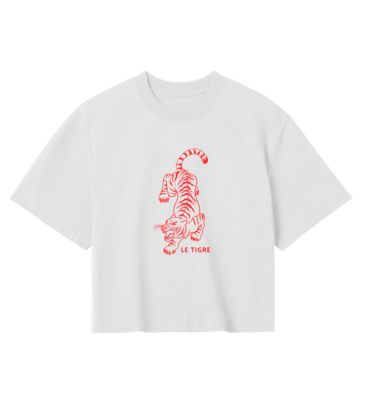 WOMEN’S crop top  | Le Tigre | off white | red print