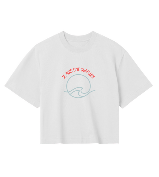 Women's CROP TOP  | je suis une surfeuse | waves | off white |