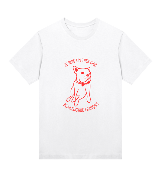 WOMEN’S regular tee | je suis un très chic bouledogue français | white/grey