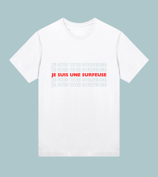 Women's REGULAR tee | je suis une surfeuse | surf x 5 | white |